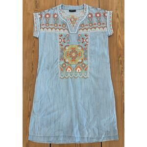 Chic Embroidered Light Blue Midi Dress